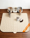 Cat Litter Mat, 47"x37" Extra Large Litter Box Mat, Silicone Mat, Beige | Waterproof Litter Trapping Mat for Scatter Control, Soft on Cat Paws Non-Slip Easy to Clean