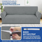 YEMYHOM Couch Cover Latest Jacquard Design High Stretch Sofa Chair Covers for Living Room, Pet Dog Cat Proof Armchair Slipcover Non Slip Elastic Furniture Protector (Small, Begonia Leaf Dark Gray)