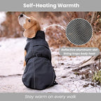 Self-Heating Waterproof Dog Coat Lightweight Thermal Winter Jacket 3XL | Reflective thermal lining retains body heat with no bulk. Waterproof, easy clip-on design for cold-weather walk and adventure