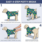 Spark Paws Dog Surgery Recovery Suit – Dog Recovery Suit After Surgery, Anti-Lick Dog Onesie, Abdominal Wound Protector, Soft Cone Alternative for Spay Neuter Male Female Pet Recovery - Dinosaurs - M