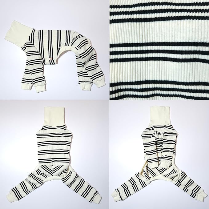 D Doggy Star Italian Greyhound Clothes Soft Stretchy Onesie Refined Stripe Outfit Whippet for Dog Coat (L,Onsi Black Str)