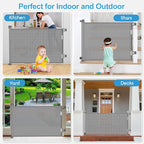 EZIGO 71 Inch Retractable Baby Gates Extra Wide Baby Dog Gate for Stairs | 34 Inch Tall Retractable Dog Gate, One-Hand Operation Mesh Safety Pet Gate for Deck, Porch, Doorways Indoor Outdoor, Gray