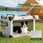 Portable Collapsible Soft Dog Crate for Extra Large Dogs,42in Grey | Oxford Cloth Travel Camping dog kennel with 4 Mesh Windows & 2 Storage Pockets,for Indoor & Outdoor Use