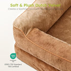 CWAWZ XXL Dog Bed for Extra Large Dogs, Giant Orthopedic Dog Bed with Cooling Gel Memory Foam, Waterproof Pet Bed with Removable Washable Cover, 53" Pet Sofa Bed Dutch Velvet with Bone Toy, Brown