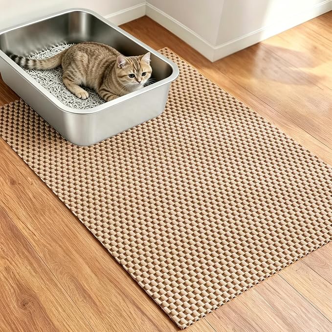 Cat Litter Mat, 35"x23" Large Litter Trapping Mat for Litter Box | Waterproof, Non-Slip Kitty Pad, Urine-Resistant, Scatter Control, Cut to Fit
