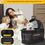 PAWZIDEA Portable Small Dog Crate for Car Travel up to 33lb, Enclosed Dog Car Seat Soft-Sided, Escape-Proof Reversible No-Zip Canopy, Foldable Pet Carrier Seatbelt for Small Medium Puppy & Cats Kennel