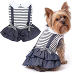 Parisian Pet Preppy Dog Dress - Summer Clothes for Small Dogs Girl - Stylish Sleeveless Pet Outfit - Designer Dog Apparel - Lightweight and Breathable Puppy Clothes - Comfortable Skirt for Dogs