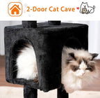 Heybly Cat Tree, 40" Tower with All-Sisal Wrapped Scratching Post HCT006SBR | Cat Tower for Indoor Cats, Cat Condo with Soft Platform, 2 Baskets and Dangling Toy, Black and Red