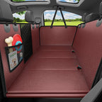 URPOWER Hard Bottom Dog Car Seat Cover for Back Seat, Waterproof Hammock | 400 lbs Support, 45% More Space, PU Leather, Waterproof, Scratch Resistant, Non-Slip, Mesh Window, Dog Seat Belt Included