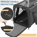 PETSFIT 19 x 12 x 12 Large Cat Carrier | Roomy Escape-Proof Cat Car Seat, Safe Driving, Lockable Zippers & Safety Tether, Soft-Sided Travel Carrier