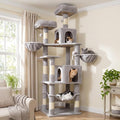 AMHANCIBLE 70 Inch Cat Tree for Large Cats, Multi-Level Cat Tower | Cat Houses & Tree Tower with 2 Condos, 8 Sisal Posts & Hammock for Indoor Cats Large Adult, Grey