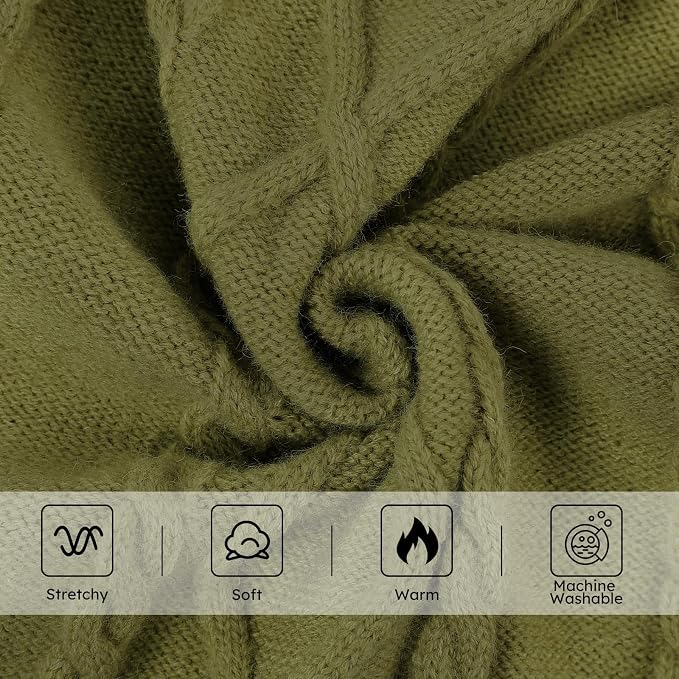 Queenmore Small Dog Pullover Sweater, Cold Weather Cable Knitwear, Classic Turtleneck Thick Warm Clothes for Chihuahua, Bulldog, Dachshund, Pugl,OliveGreen,S