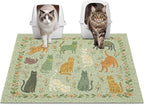 Glittme Cat Litter Mat with Non-Slip Bottom Litter Box Mat 33"X22" Litter Trapping Mat Easy to Clean Washable Cat Food Mat for Kitty,L