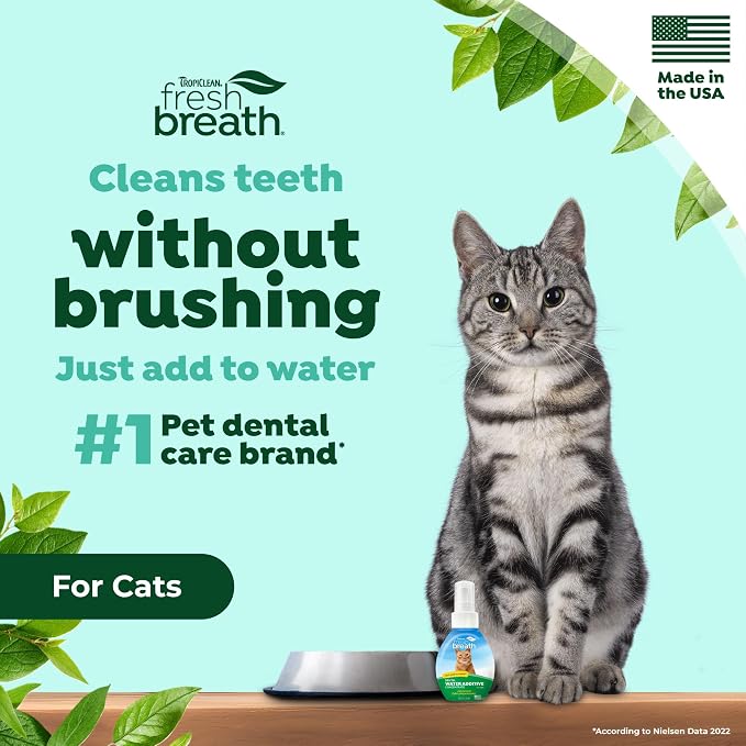 TropiClean Fresh Breath Drops for Cats, Cat Breath Freshener, 2.2oz