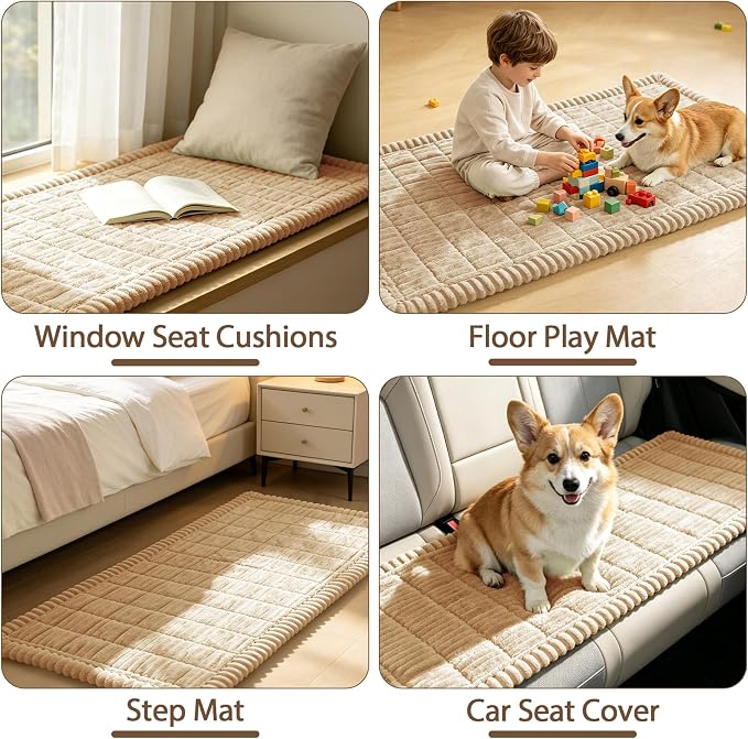 FUANGUI Waterproof Couch Cover Sofa Cover for Dogs and Pets Sofa Protector | Non-Slip Washable Fuzzy Soft Cat Bed Sofa Slipcover for 2-3 Cushion Couch Sofa Pet Friendly, Khaki, 27.6" x 59.1", 1 pcs
