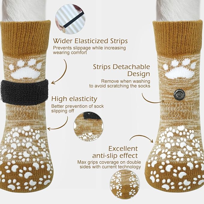 EXPAWLORER 6PCS Anti-Slip Dog Socks to Prevent Licking Paws,Dog Shoes for Hot Pavement,Best Paw Protector Traction Control on Hardwood Floor,Dog Booties for Puppy Small Medium Large Senior Dogs