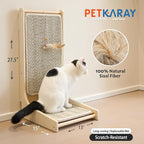 PETKARAY Cat Scratcher, Sisal Cat Scratch Pad, L Shape Scratching Board for Indoor Kitty, Floor Mounted Scratcher with Mouse Toy Catnip