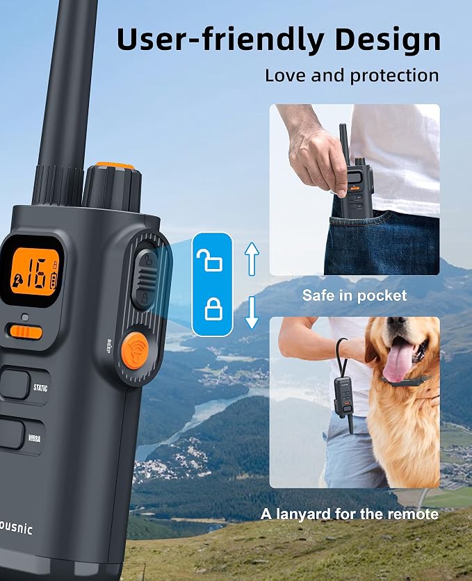 Bousnic Dog Shock Collar with Remote - [New Edition] 4000FT Dog Training Collar for Large Medium Small Dogs (8-120lbs) Waterproof Rechargeable E Collar with Beep, Vibration, Safe Shock (Grey)