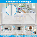 Reinforced 42" Tall X 120" Extra Wide Retractable Baby Gate Extra Long Baby Gates for Large Openings Prevent Kids and Pets from Jumping Over Retractable Pet Gate Reinforced Puppy Gates for Dogs, White