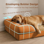 Comfort Expression Orthopedic Dog Bed for Extra Large Dogs with Bolster | Waterproof Dog Couch Bed with Washable Cover & Non-Slip Bottom, Supportive Egg Crate Foam XL Pet Bed, 42x30 Inch
