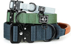 MADE TO ROAM Control Dog Collar | Leather Handle & Heavy Duty Metal Buckle | Premium adjustable collar with vegan leather handle. Fits medium to large dogs. 15 colors. Matching leash & harness