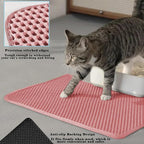 HCY&WLD Cat Litter Mat, Honeycomb Double Layer Litter Trapping Mat | Safe Materials, Soft on Paws, Waterproof Urine Proof Non-Slip, Protects Floors, Less Waste, Easy to Clean, Pink, 24" x 18"