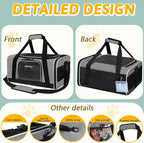 Petskd Small Pet Carrier 17" L x 11" W x 9.5" H Airline Approved, Grey | for Alaska Airlines, Lockable Safety Zippers and Anti-Scratch Mesh, Pets Under 10 lbs