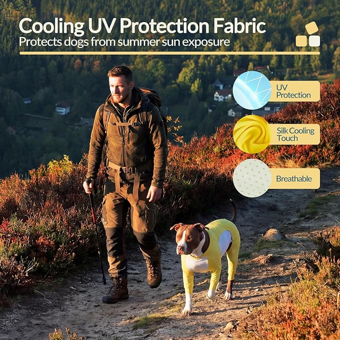 ROZKITCH 2-in-1 Dog Shirts for Cooling Sun Protection in Summer, UPF 50 UV Shirt with Adjustable Drawstring, Breathable Mesh Belly, Summer Dog Apparel for Small Yellow M