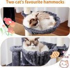 Heybly Cat Tree, 40" Tower with All-Sisal Wrapped Scratching Post HCT006SG | Cat Tower for Indoor Cats, Cat Condo with Soft Platform, 2 Baskets and Dangling Toy, Smoky Gray