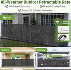 48" Tall 150" Wide Outdoor Retractable Gate for Dogs, All-Weather Resistant | Rustproof Stainless Steel Hardware, Reinforced Tall Retractable Baby Gates Outdoor Retractable Fence, Easy Install, Black