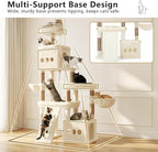 Heybly Cat Tree 72.4-Inch Anti-Tip Cat Tower with Spacious Perches HCT060MJ | All-in-One Cat Furniture for Large Cats, Multiple Interactive Areas, Extra-Large Sisal Scratching Board, Beige