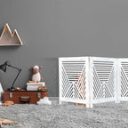 Lightnpro 3‑Panel Wooden Dog Gate – Antique White Foldable Freestanding Pet Barrier, Extra‑Wide Indoor Safety Fence for Small Dogs & Puppies – 24x54 Inch Decorative Finish