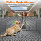 URPOWER 4 in 1 Dog Car Seat Cover for Back Seat, Waterproof Hammock | Mesh Window, Side Flaps, 600D Oxford, Scratch Resistant, Non-Slip, Easy Install, Machine Washable, Dog Seat Belt Included