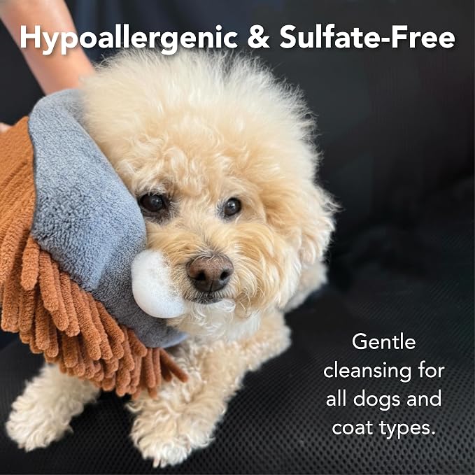 Pride and Groom THE MITT KIT: A Waterless Bath for Dogs - Foaming Dry Shampoo and a Pet Sensitive Glove for a Rinse Free Cleanse and to Eliminate Odor