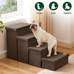 Love's cabin Dog Stairs for High Bed, Foldable Pet Stairs for Small Medium or Large Dogs Puppy with Storage for Bed or Couch, Cat Dog Steps Ramp with Zip up to 200 lbs, Coffee, 4 Steps