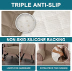 Turquoize 100% Waterproof Wing Chair Cover Wing Armchair Slipcovers Chair Couch Protector Triple Non-Slip Sofa Slipcover Furniture Protector for Pets, Kids,Dog (Wing Chair, Taupe)