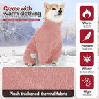 Dog Winter Coat for Small Medium Large Dog for Run Walk Sleep Warm Fleece Pet Sweater & Windproof Pajamas Snow Jacket 2XL Pink