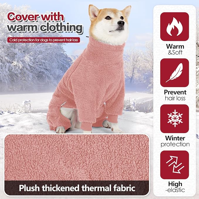 Dog Winter Coat for Small Medium Large Dog for Run Walk Sleep Warm Fleece Pet Sweater & Windproof Pajamas Snow Jacket Medium Pink