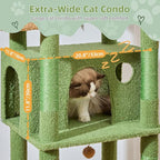 Taoqimiao Heavy-Duty Cat Tree, 71 in Cat Tower for Large Cats 20lbs+ | 3 Giant Multi-Tier Perches, Widened Cat Condo with 9 Scratching Posts, Plush Hammock & Basket, Toys, Cactus, MS034T