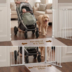 Mumeasy 36" Tall Baby Gate for Stairs, 29.5-43.3" Expandable Hardware Mounted (Drill Needed), Removable No Bottom Bar Dog Gate, Auto Close Wide Walk Thru Safety Gate for Doorways, Pets& Toddlers,White