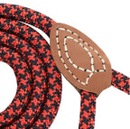 Mile High Life Dog Leash with Genuine Leather Connection, 6 FT/5 FT/4 FT | Rope Leash, Heavy Duty 360° Swivel Metal Clasp, for Small Medium & Large Dogs (Red Black, 72 Inch)