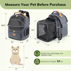 Morpilot Expandable Cat Carrier Backpack for Small Dogs & Cats Up to 12lbs, Breathable Mesh Pet Travel Backpack with Safety Leash, Foldable Airline Approved Carrier for Hiking Camping Outdoor, Grey