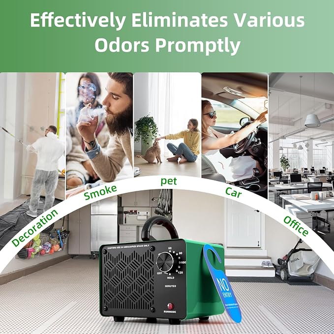 198,000mg/h Dual-Fan Ozone Odor Eliminator Ozone Machine Generator High Capacity Odor Removal Air Purifier Ionizer & Deodorizer for Car, Home, Smoke, Pets, Industrial, Basement, Commercial