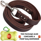 ADITYNA Leather Dog Leash for Large & Extra-Large Dogs, 6ft x 1" | Soft yet strong leather leash for walking, training, hiking — great for Great Dane, Rottweiler, Cane Corso, Mastiff.