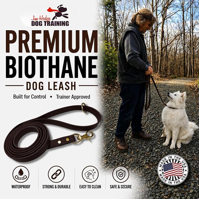 Gummy Dog Leash, Biothane, Dog Training Leash, Waterproof, Weatherproof, 6 Foot Length for Small, Medium & Large Dogs or Puppies, Various Sizes & Colors (3/4 Brown)