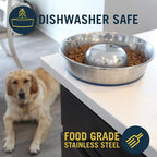 OurPets DuraPet Slow Feed Premium Stainless Steel Dog Bowl, Silver, Small (2040010300) | Helps pace rapid eaters at mealtime, durable and easy to clean, raised center dome design, a reliable everyday dish for pups