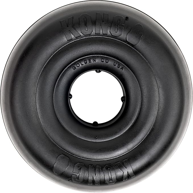KONG Extreme Donut Dog Toy – Toughest Durable Natural Rubber Chew Toy for Power Chewers – Safe on Teeth & Gums, Fun Bounce & Roll for Indoor and Outdoor Play (Medium/Large)