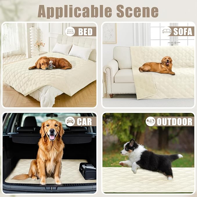 Smiry Waterproof Dog Bed Cover, Reversible Pet Blanket for Sofa Couch | Soft Washable Dog Blanket, Leakproof Couch Cover for Dogs Cats & Furniture Protection, 30x70, Beige/Beige