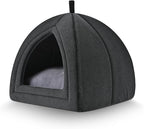 Amazon Basics Cat Cave Bed, 2-in-1 Foldable House for Indoor Cats, with Washable Cushion and Non-Slip Base, 17.5 x 17.5 Inches, Large