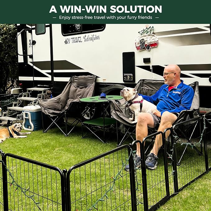 FXW Rollick Dog Playpen with RV Step Grid, 32" H, 16 Panels | Heavy-Duty & Easy setup Play Area, Helps Close Stair Gaps, Fits 32" RV Step Opening, For Small & Medium Dogs, Patented
